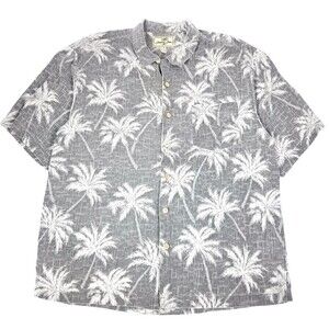 Jamaica Jaxx 100% Silk Palm Tree Short Sleeve Button Down Hawaiian Shirt Mens XL